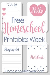 Free Homeschool Printables Week from the Bloggers of the iHomeschool Network