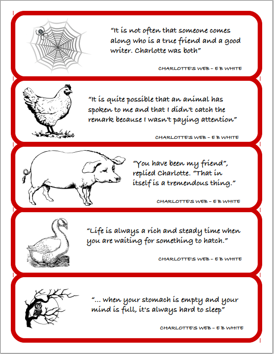 Charlotte's Web Printable Bookmarks