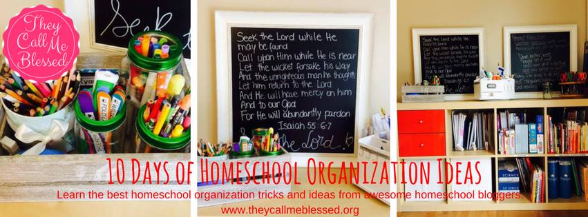 Check out the 10 Days of Homeschool Organization Ideas Blog Party over at www.theycallmeblessed.org for all kinds of homeschool organization tips, and check out the awesome homeschool spaces of homeschool bloggers!