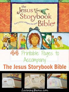 Jesus Storybook Bible Printable Devotional Pages - 44 pages to coordinate with each chapter, complete with chapter headings, copywork Bible verses, and a place for your child to illustrate the Bible story himself!