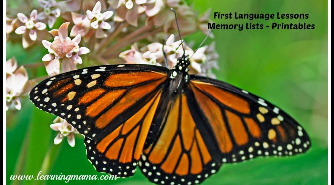 First Language Lessons – Memory List Printables