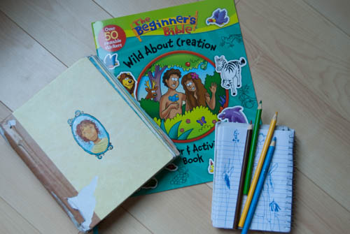 Our Sunday Bags {plus review: The Beginner’s Bible Wild About Creation Sticker & Activity Book}