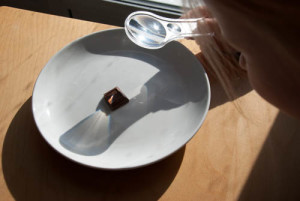 Hands on Science with Apologia's Exploring Creation with Astronomy - melting chocolate with a magnifying glass