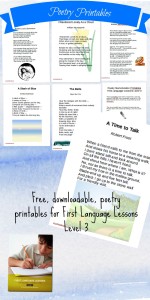 Poetry Printables: Free poetry memorization printables for First Language Lessons Level 3 (FLL3)