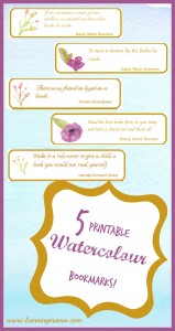 Free Printable, Literary Inspired, Watercolour Bookmarks!