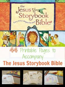 Jesus Storybook Bible Printable Devotional Pages - 44 printable pages to accompany the JSB, complete with chapter headings, copywork verses, and a place for your children to illustrate the Bible story themselves.