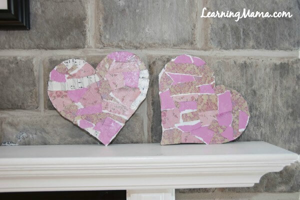 Easy Decoupage Heart Art Project for Kids