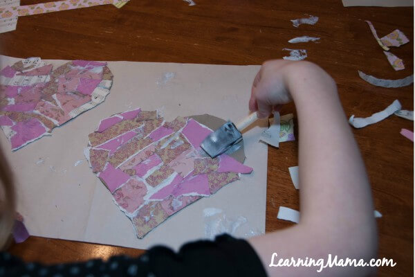 Easy Decoupage Heart Art Project for Kids