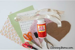 Easy Decoupage Heart Art Project for Kids - required supplies