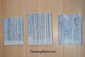 The Easy Way to Teach Art at Your Homeschool Co-op: Masterpiece Society's Winter Wonderland Workshop Birch Forest