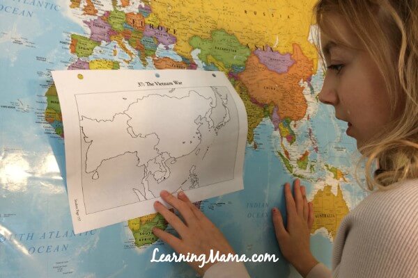 Doing the mapwork for Story of the World - A Day in the Life of a Homeschooler