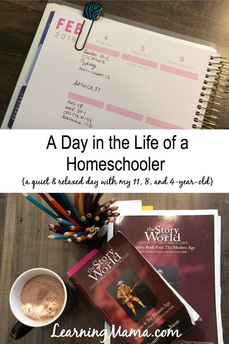 A Day in the Life of a Homeschooler - a day in our relaxed classical homeschool with a 11, 8, and 4 year old