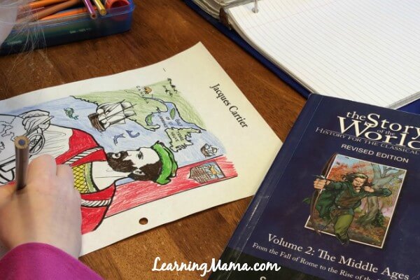 Using Story of the World with Multiple Ages - colouring pages